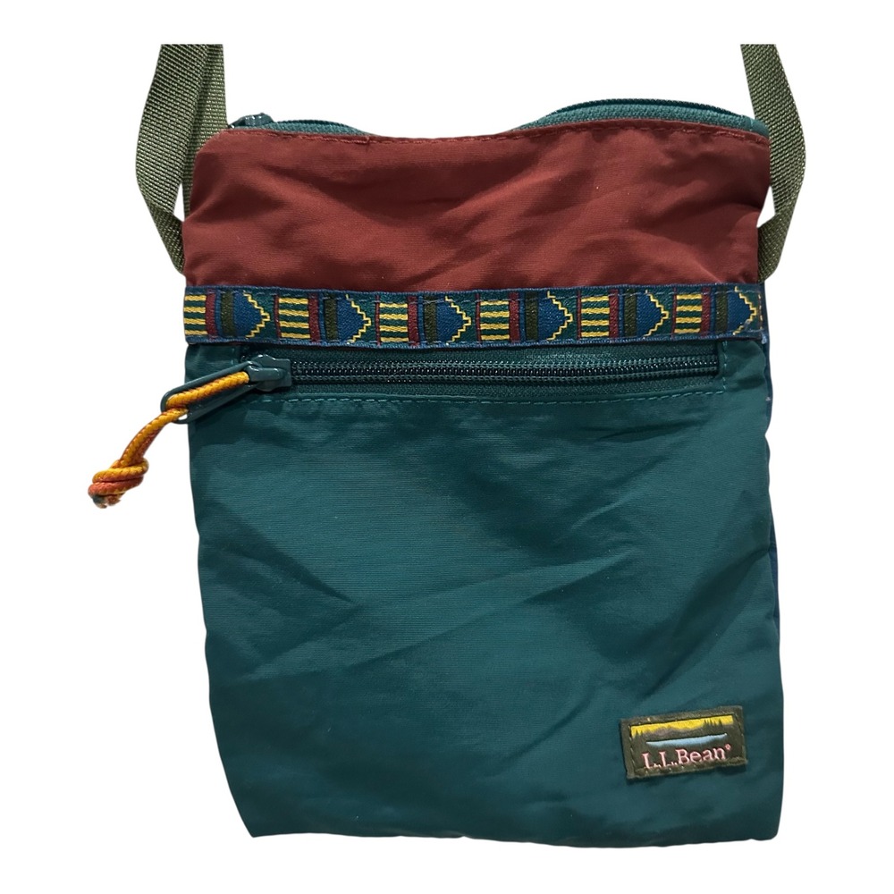 L.L.Bean Mountain Classic Crossbody Bag Teal Burgundy Colorblock